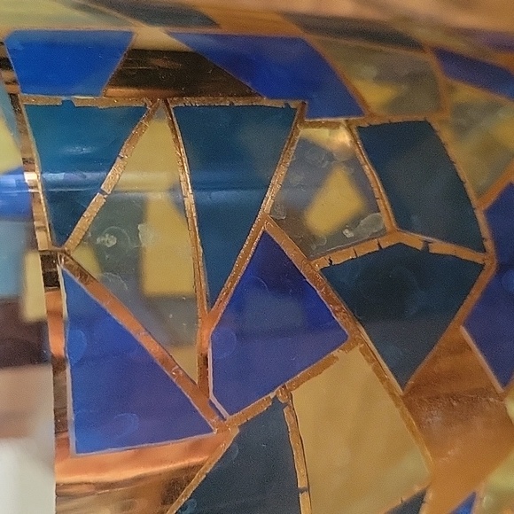 Vintage MCM Martini Cocktail Pitcher 22K Gold Mosaic West Virginia Glass Co - Picture 3 of 7